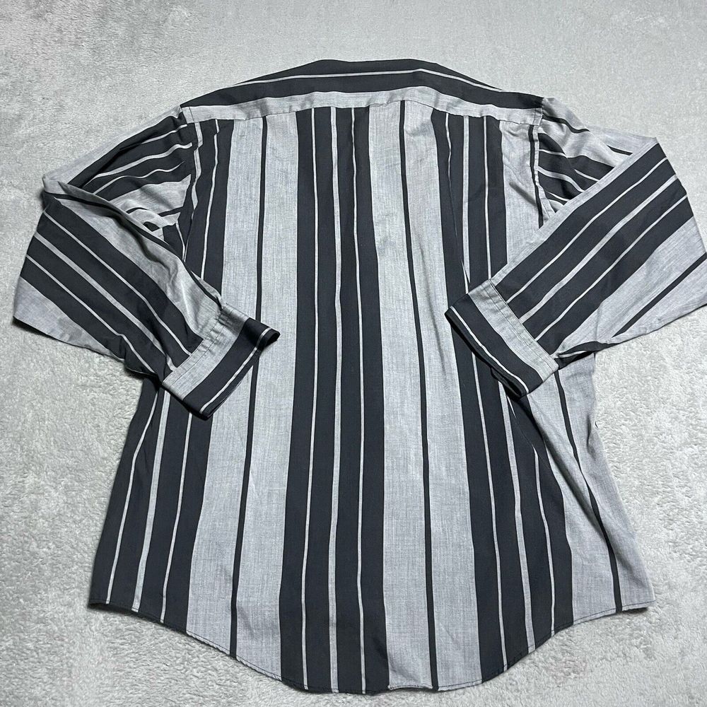 Vintage Monte Carlo Shirt Mens XL‎ Black Gray Striped Long Sleeve Button 80s - Picture 7 of 7